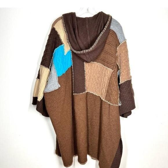 Y2K L.A.M.B oversized multi color patchwork Poncho Sweater, Rare! - Picture 3 of 8